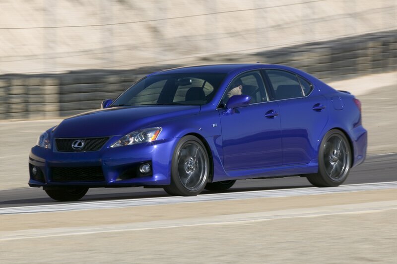 blue lexus is-f on racetrack