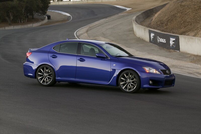 Blue Lexus IS-F on racetrack