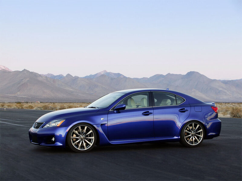Blue Lexus IS-F sedan on track
