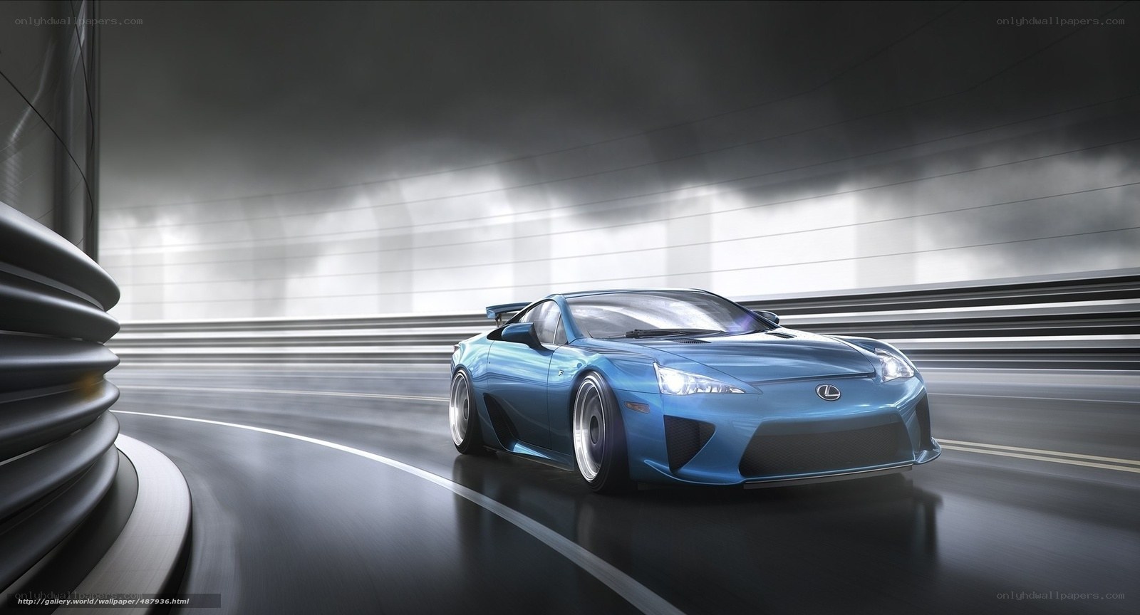 Blue Lexus LFA on a track