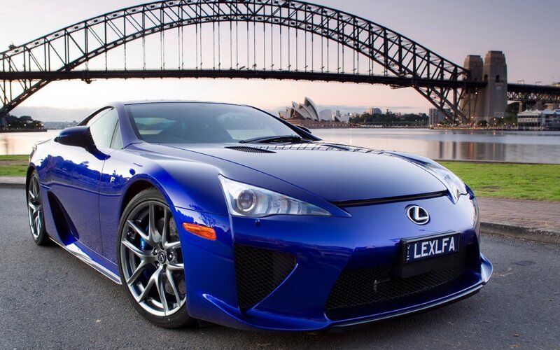 Blue Lexus LFA sports car