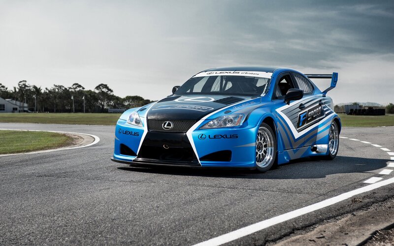 blue lexus race car on track