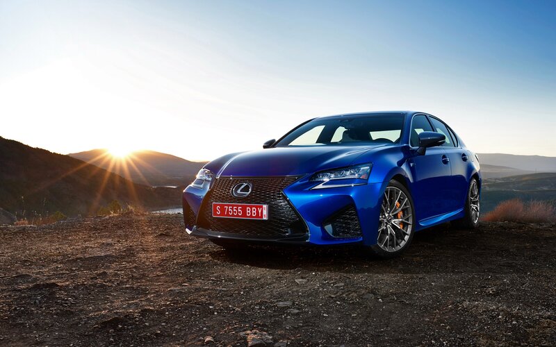 Blue Lexus Sedan — Dramatic, Sunset