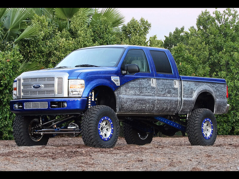 Blue Lifted Pickup Truck