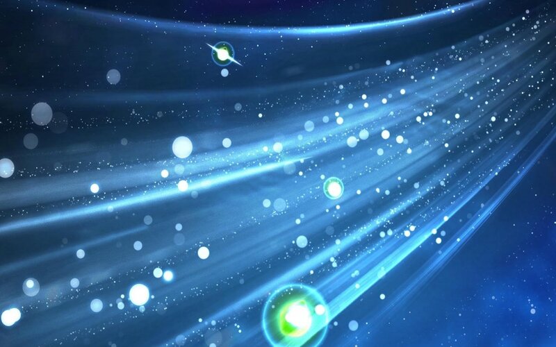 Blue Light Beams in Space — Serene, Night, Digital Art