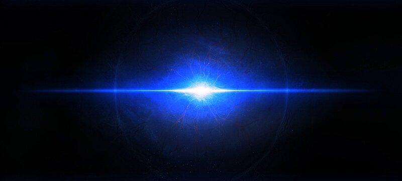 Blue Light Burst — Dramatic, Digital Art, Circle, Stars, Black
