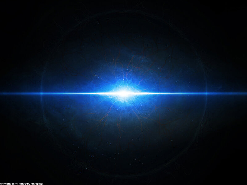 Blue Light Burst — Dramatic, Digital Art, Circle