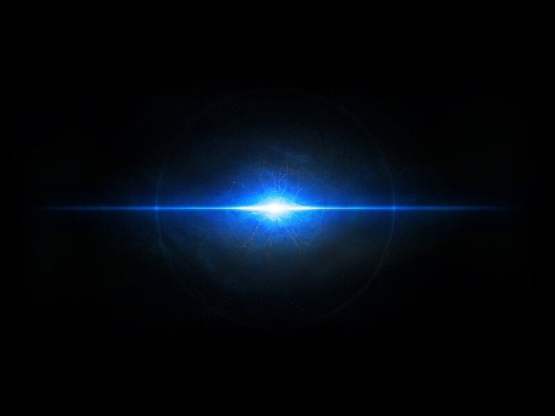 Blue Light Burst — Dramatic, Digital Art, Glow, Darkness