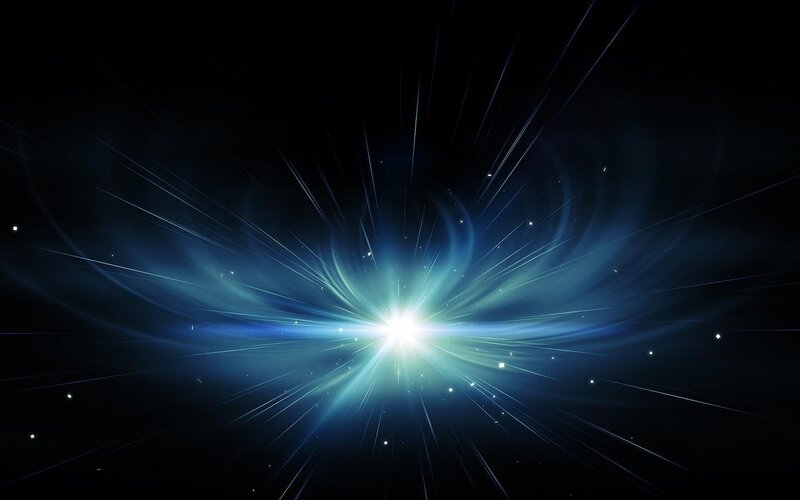 Blue Light Burst — Dramatic, Digital Art, Light Rays