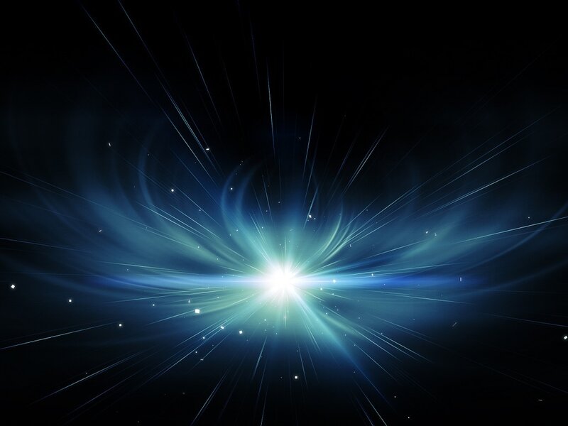 Blue Light Burst — Dramatic, Digital Art, Stars, Light Rays, Space