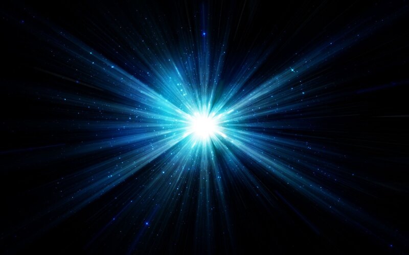 Blue Light Burst — Dramatic, Digital Art, Stars, Light Rays