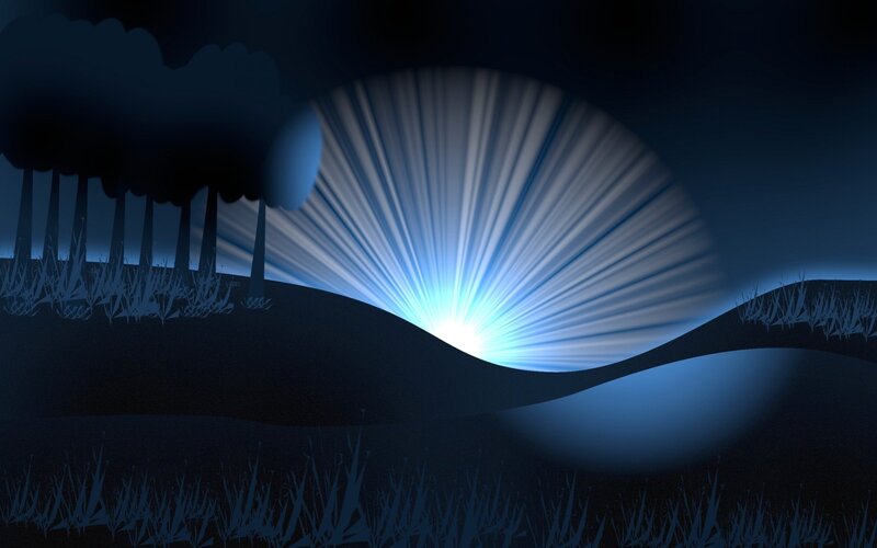 Blue Light Burst — Dramatic, Night, Digital Art