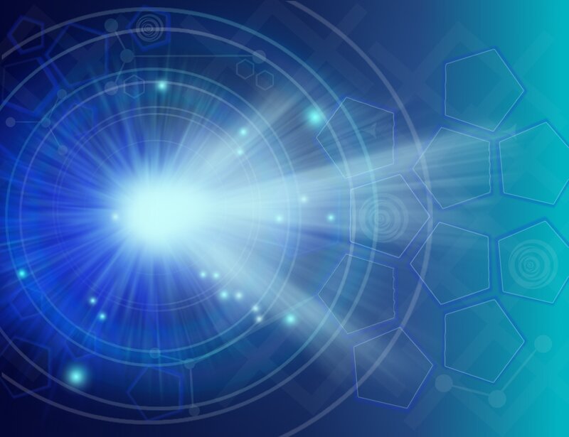 Blue Light Burst — Energetic, Digital Art