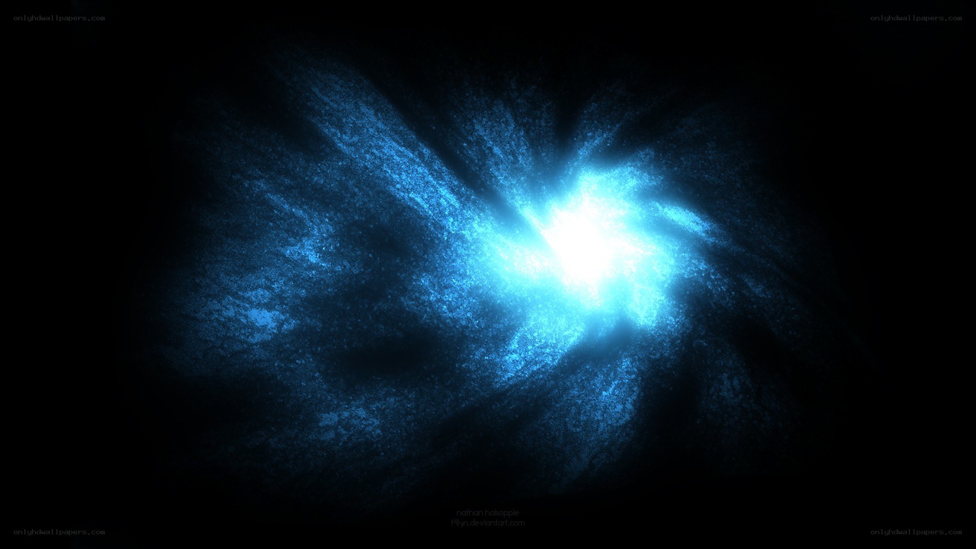 blue light burst in space