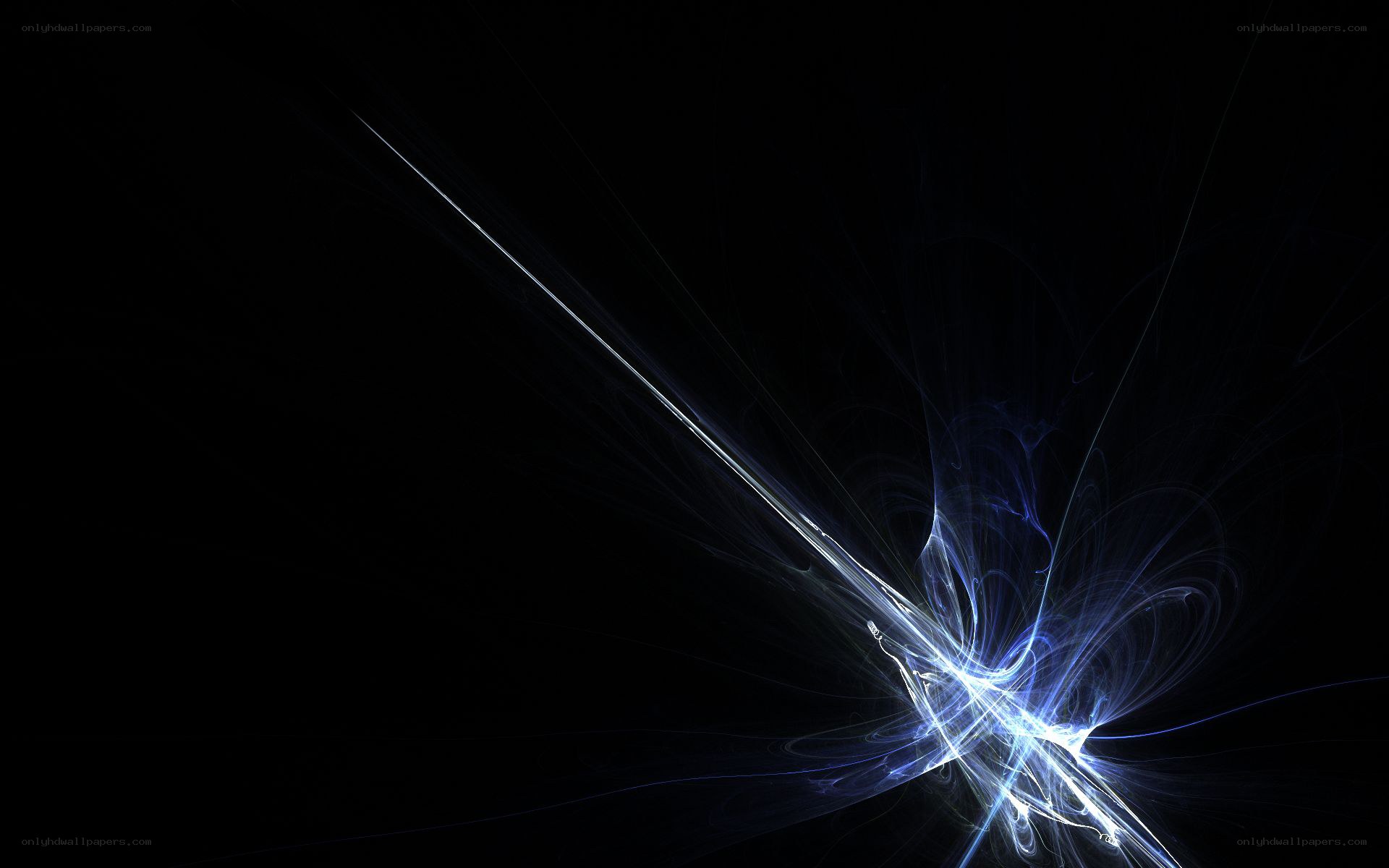 blue light burst on black