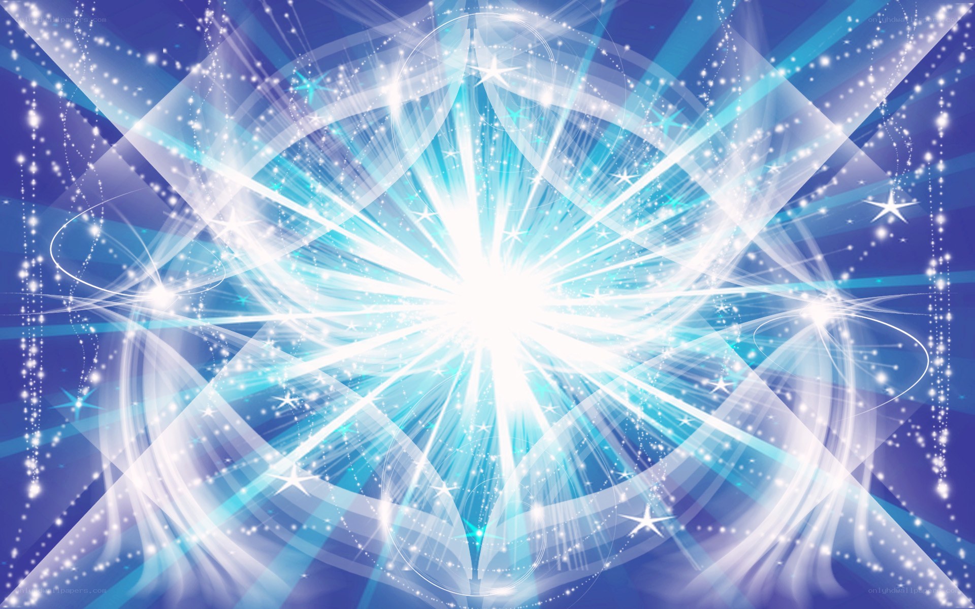 blue light burst with stars