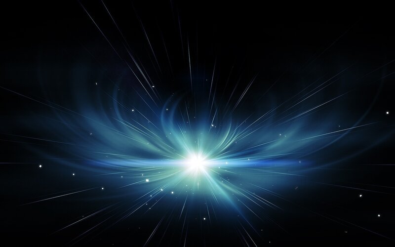 Blue Light Explosion — Dramatic, Digital Art, Light Rays