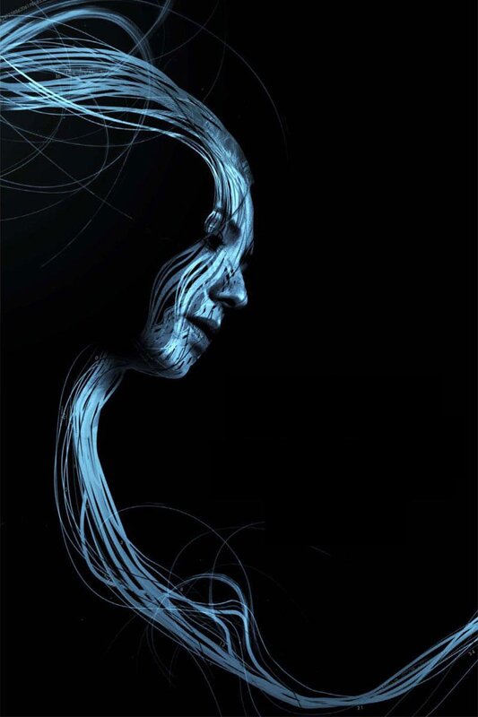 blue light face art