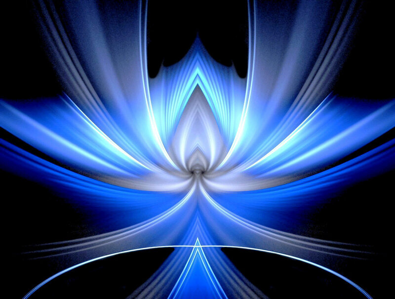 Blue Light Fractal Pattern — Dramatic, Abstract, Lines, Symmetry