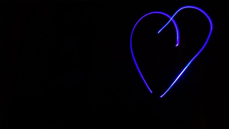 blue light heart shape