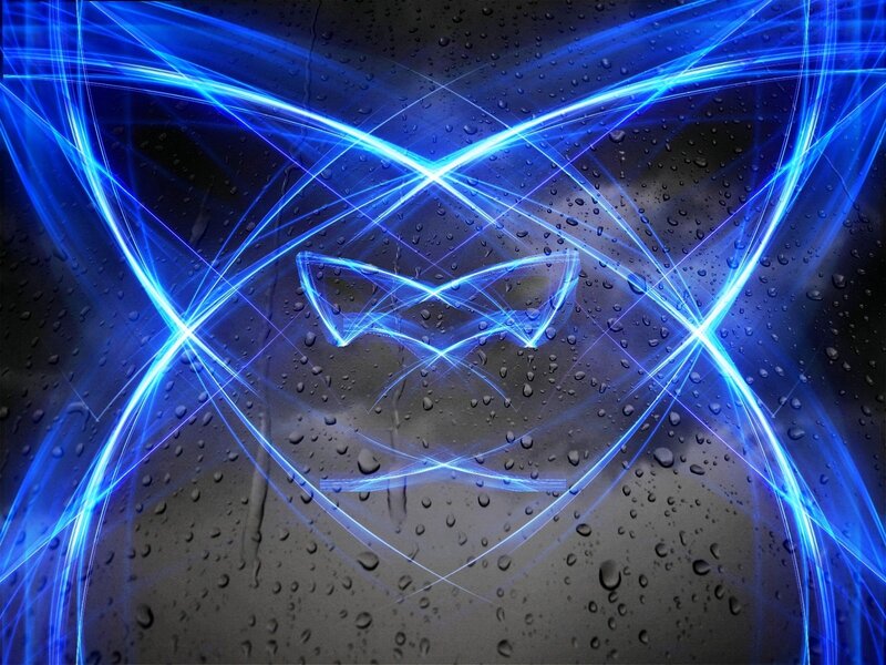 Blue Light Patterns on Wet Surface — Abstract