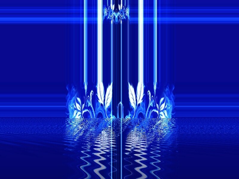 Blue light pillars with reflection