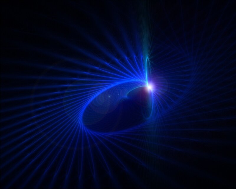 Blue Light Rays in Space — Dramatic, Abstract