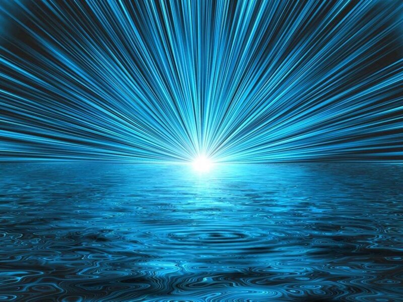 blue light rays over water