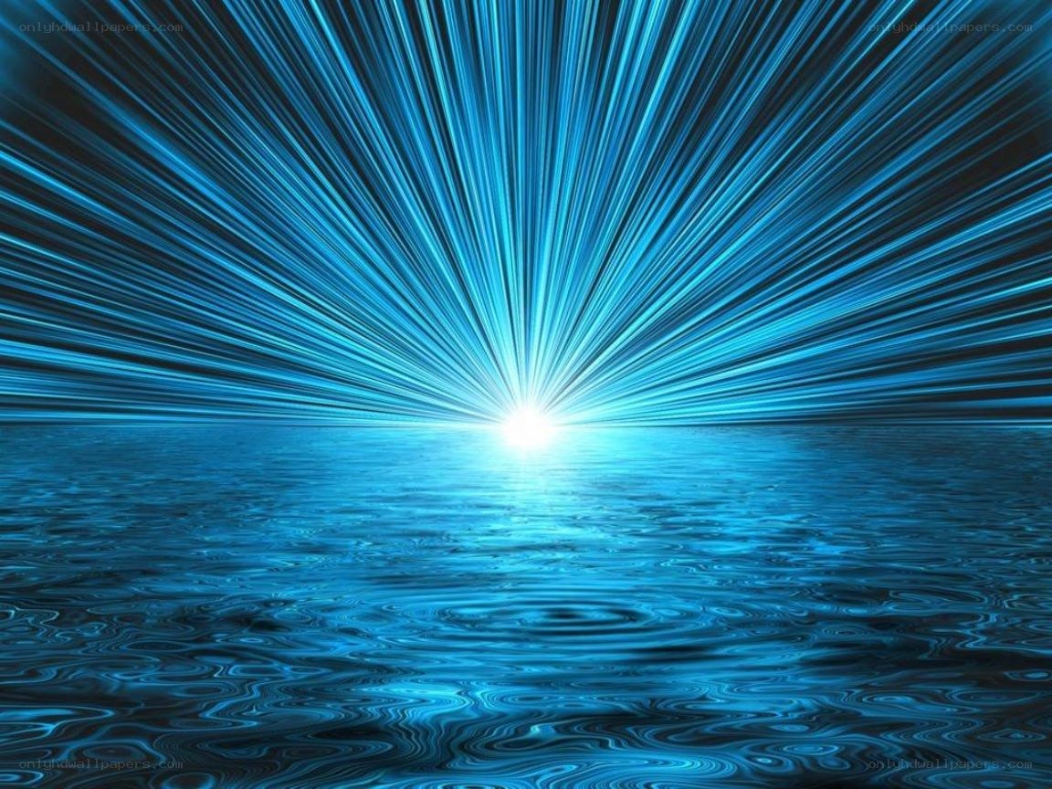 blue light rays over water