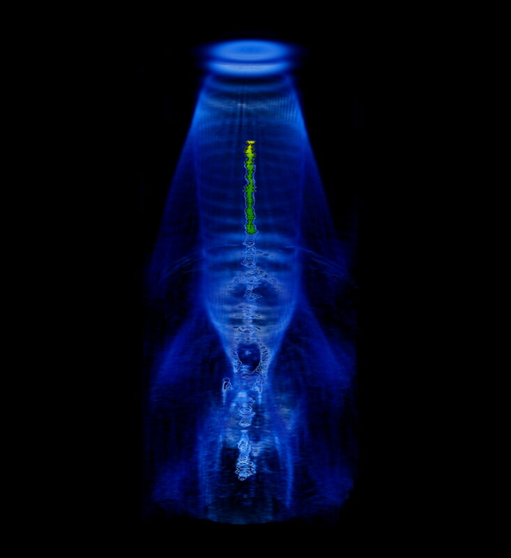 Blue light scan of a bottle