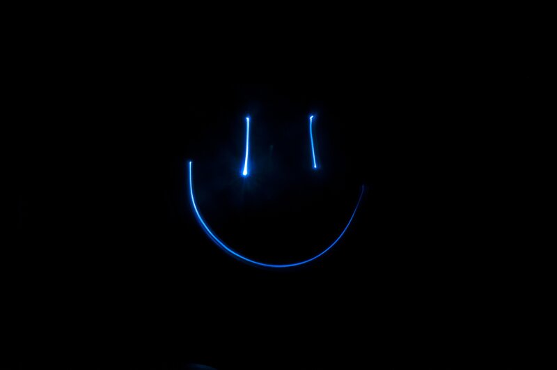 Blue Light Smiley Face — Minimalist