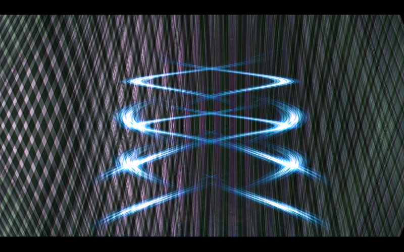 blue light spirals on patterned background