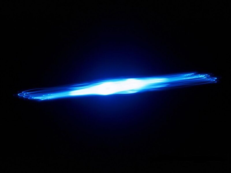 blue light streak on black