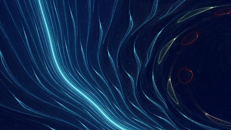 Blue Light Streaks in Dark Space — Abstract