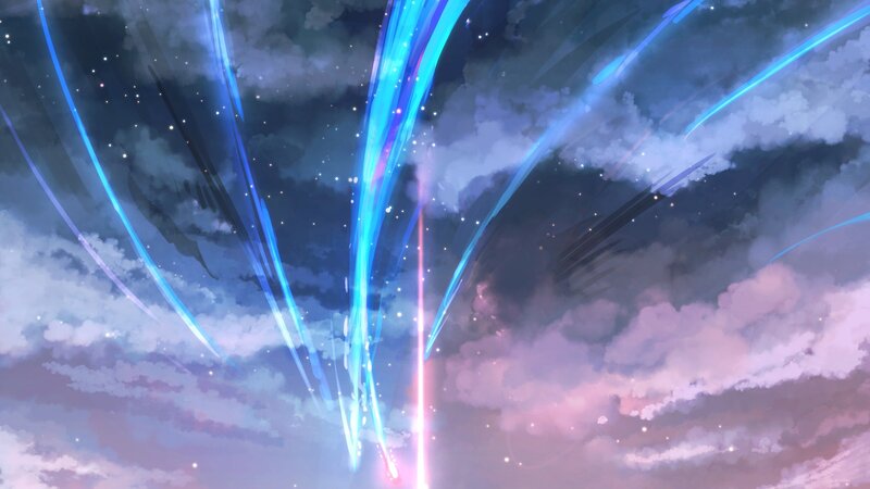 Blue Light Streaks in Sky — Dramatic