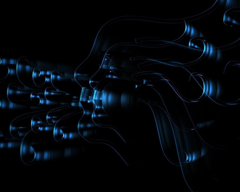 Blue Light Swirls — Black, Abstract