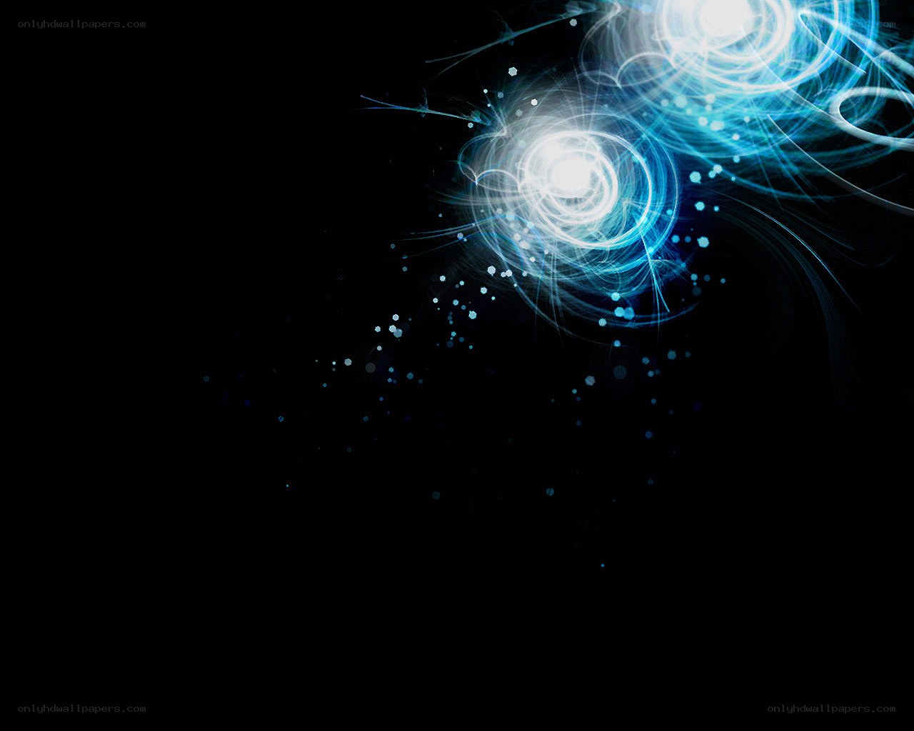 blue light swirls on black