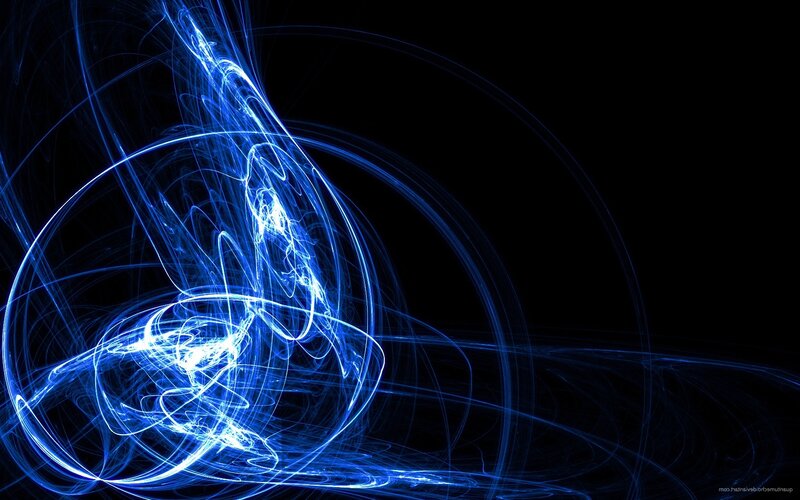 blue light swirls on black