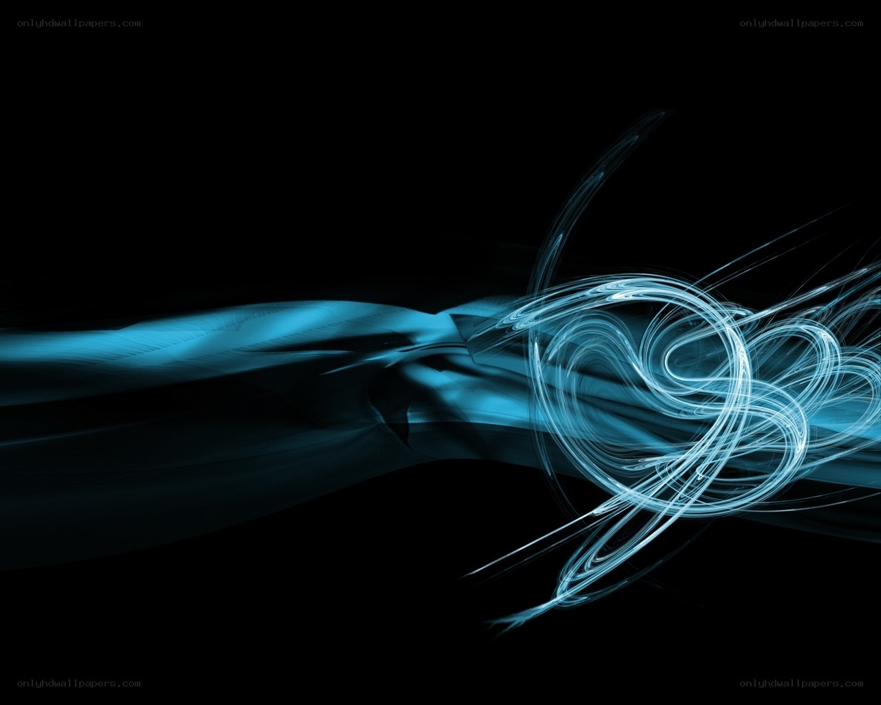 blue light swirls on black