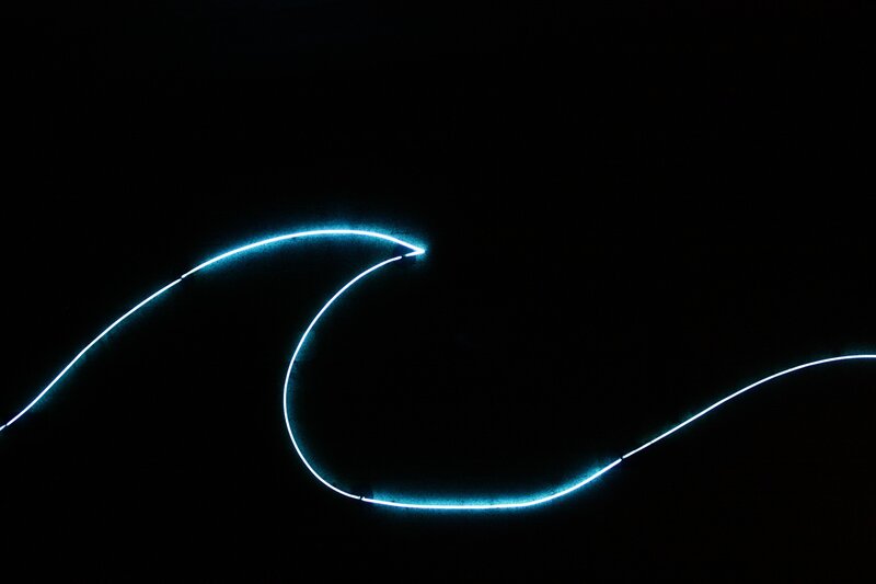 blue light trail on black