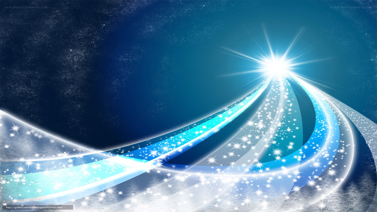 blue light trail with stars
