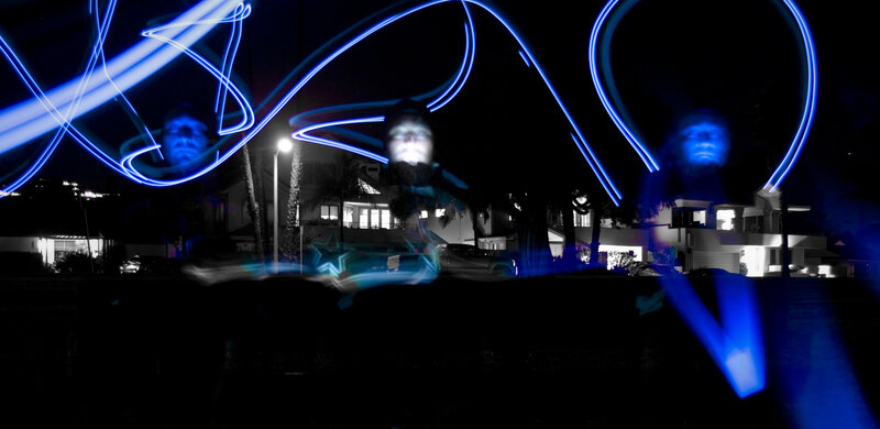 Blue light trails at night