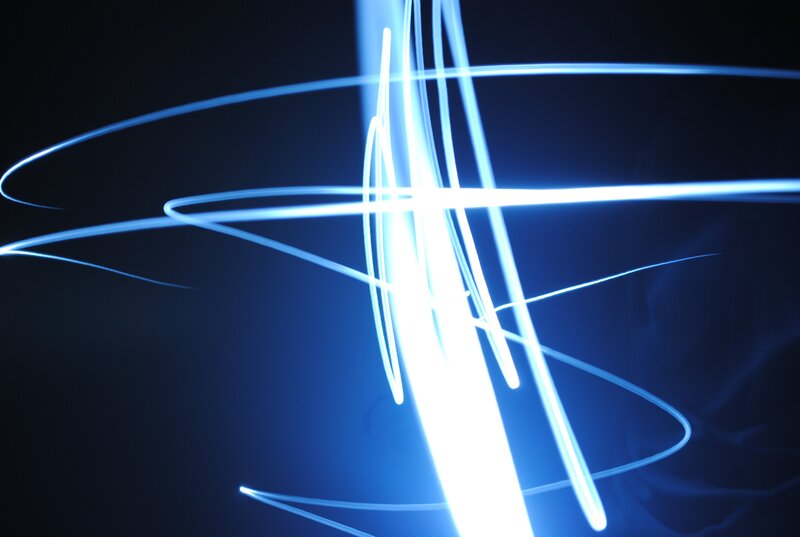 Blue Light Trails — Dynamic, Night, Abstract, Darkness, Lines