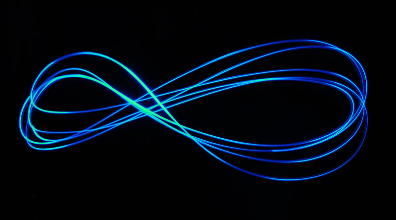 blue light trails in infinity shape