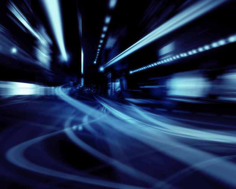 blue light trails in motion