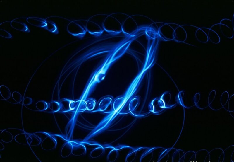 Blue light trails in motion