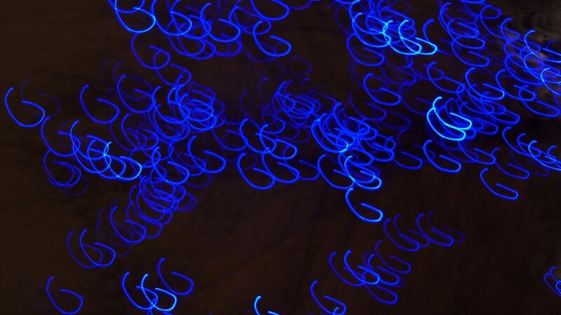 Blue light trails in motion