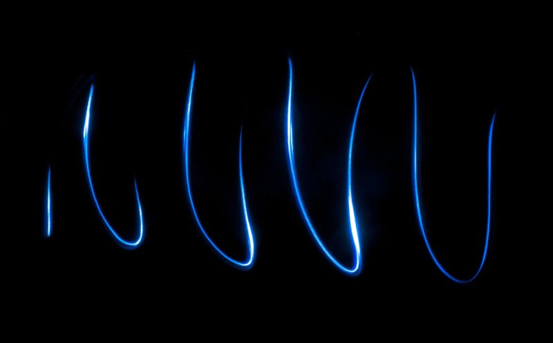 Blue Light Trails — Minimalist, Night, Abstract, Darkness