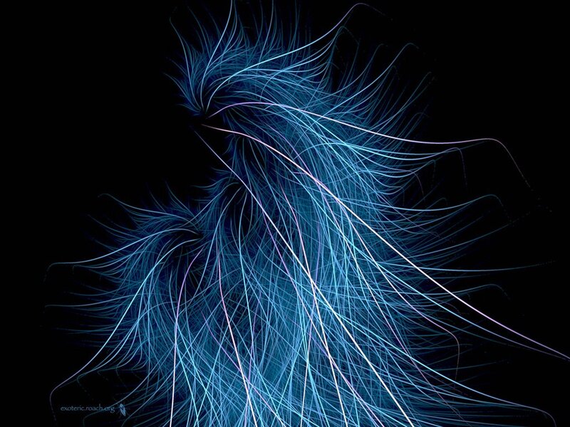 Blue light trails on black