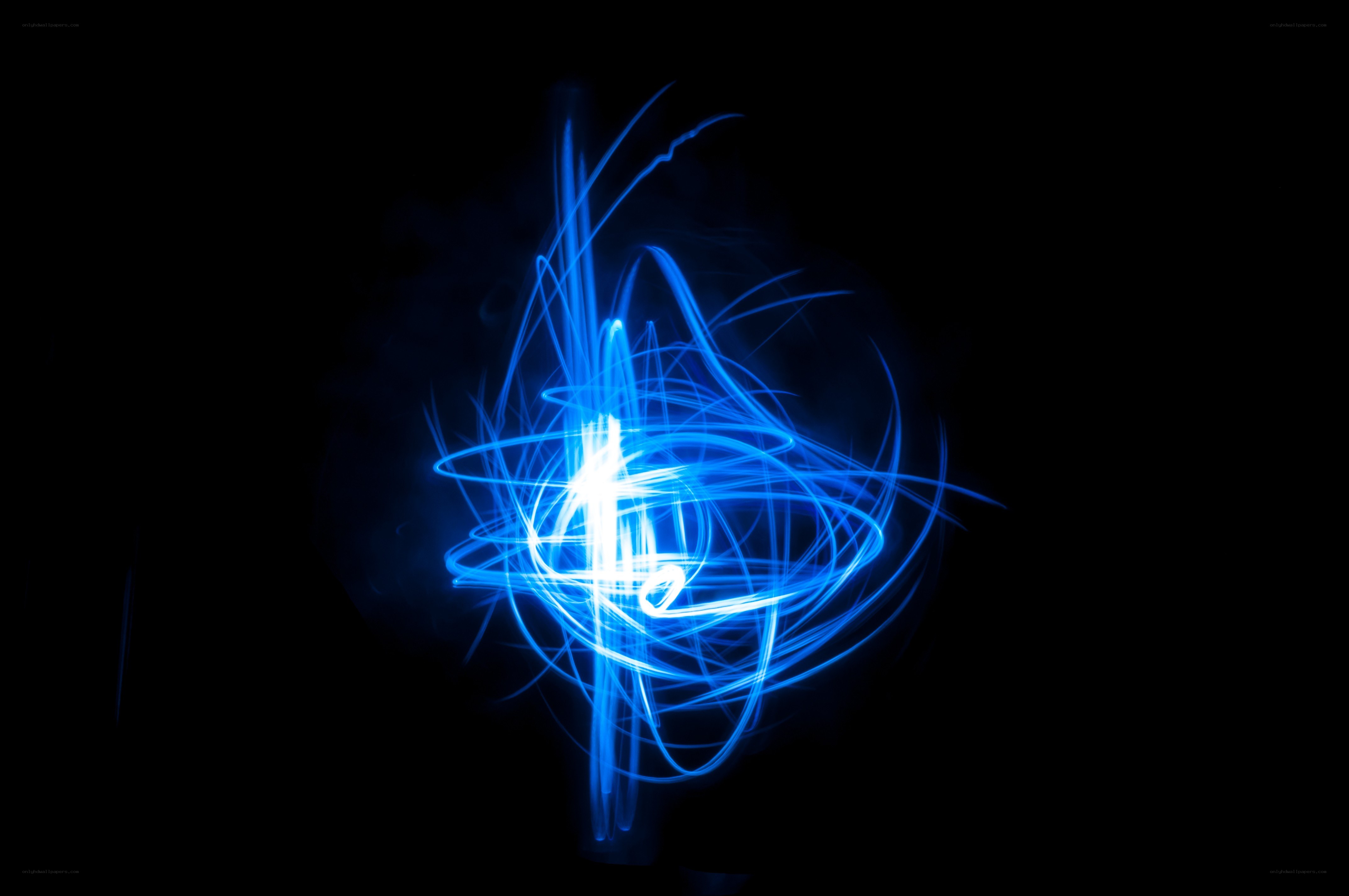 Blue light trails on black